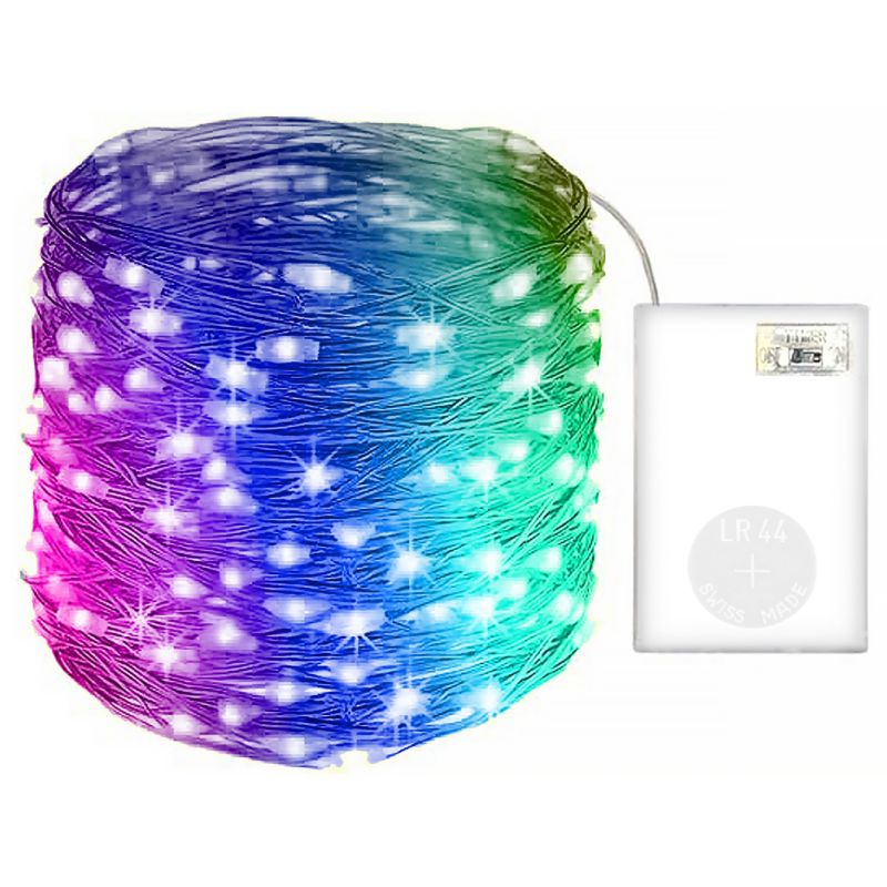 Łańcuch LED RGB świąteczny 2m MasterLED 20 diod 3 tryby lampki oświetlenie ozdoba multikolor na baterie 1 szt.