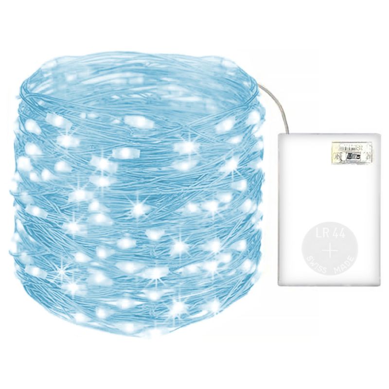 Łańcuch LED świąteczny 2m MasterLED 6500K zimna biel 20 diod 3 tryby lampki oświetlenie ozdoba na baterie 1 szt.