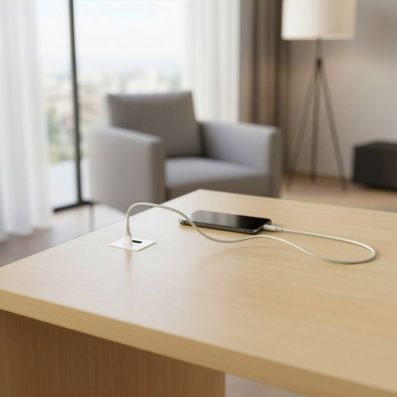 Ładowarka meblowa FURNIKA USB-A + USB-C wpuszczana do płyty biała 1szt.