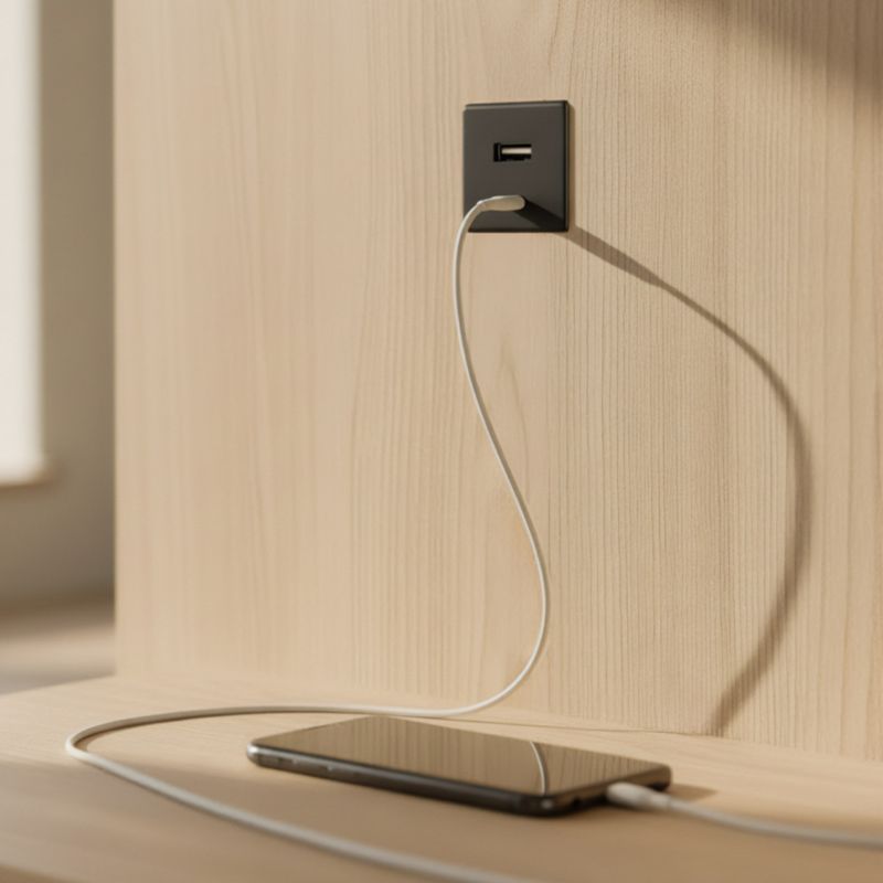 Ładowarka meblowa FURNIKA USB-A + USB-C wpuszczana do płyty czarna 1szt.