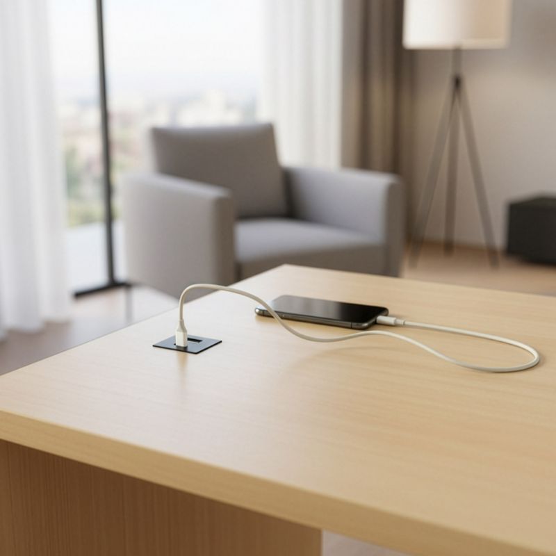 Ładowarka meblowa FURNIKA USB-A + USB-C wpuszczana do płyty czarna 1szt.