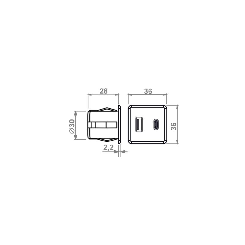 Ładowarka meblowa FURNIKA USB-A + USB-C wpuszczana do płyty czarna 1szt.