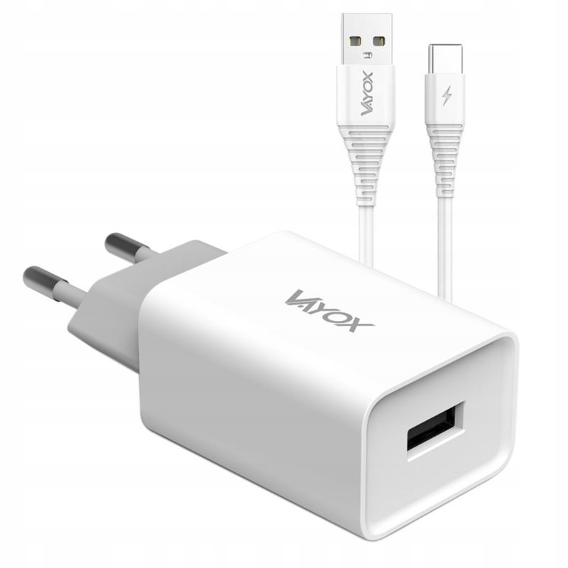 Ładowarka sieciowa USB Vayox VA0051C 2,1A + kabel USB-C 1m 1szt.