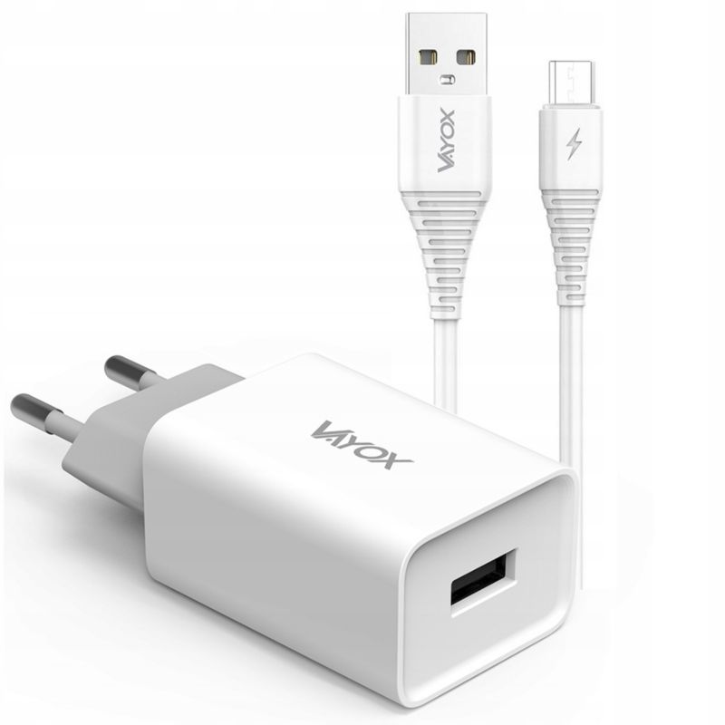 Ładowarka sieciowa USB Vayox VA0051micro 2,1A + kabel Micro USB 1m 1szt.
