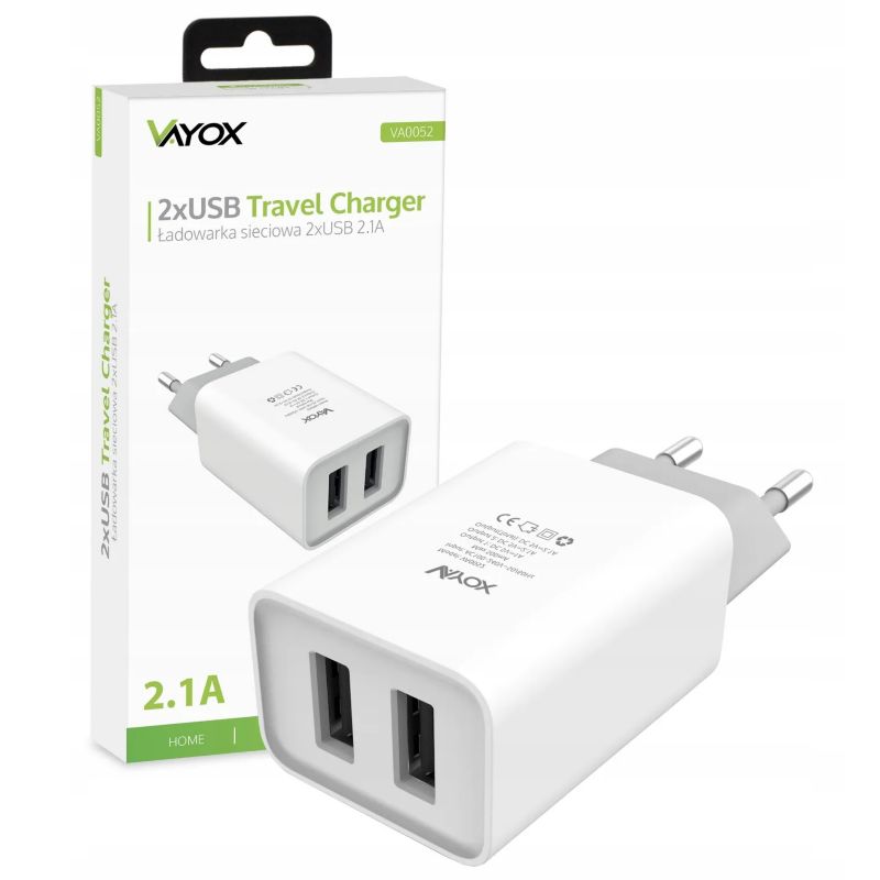 Ładowarka sieciowa Vayox VA0052 2x USB 2,1A 1szt.