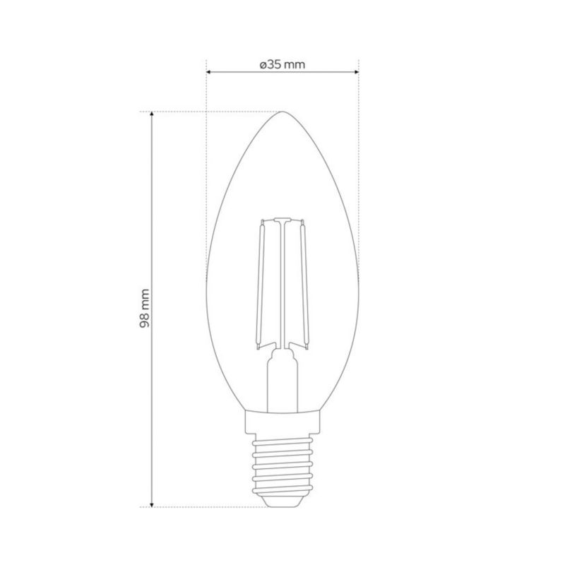 Żarówka dekoracyjna Edo Dari LED Filament 2,8W, E14, 2700K, 250lm, 230V, CLEAR C35, EDO777621  1 szt.