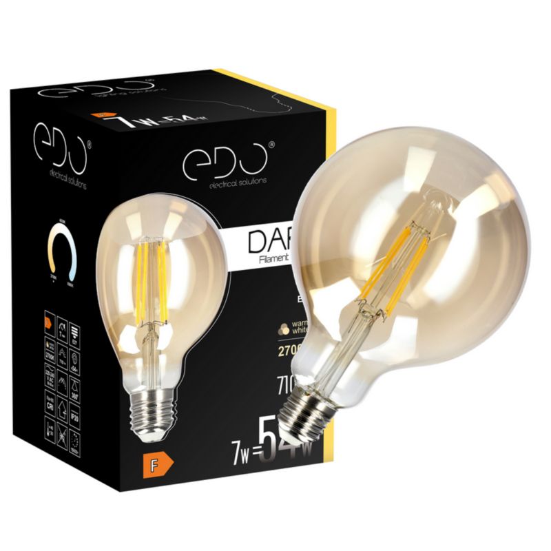 Żarówka dekoracyjna Edo Dari LED Filament 7W, E27, 2700K, 710lm, 230V, GOLD G95, EDO777635  1 szt.
