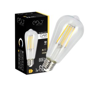 Żarówka dekoracyjna Edo Dari LED Filament 7W, E27, 3000K, 710lm, 230V, CLEAR ST64, EDO777625  1 szt.