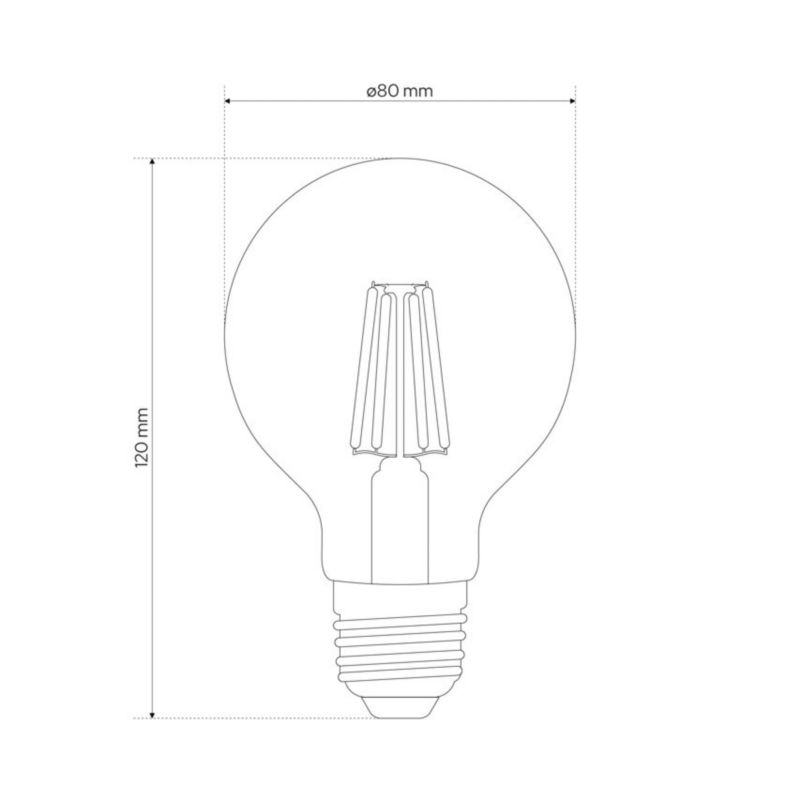 Żarówka dekoracyjna Edo Dari LED Filament 8W, E27, 3000K, 1055lm, 230V, CLEAR G80, EDO777633  1 szt.