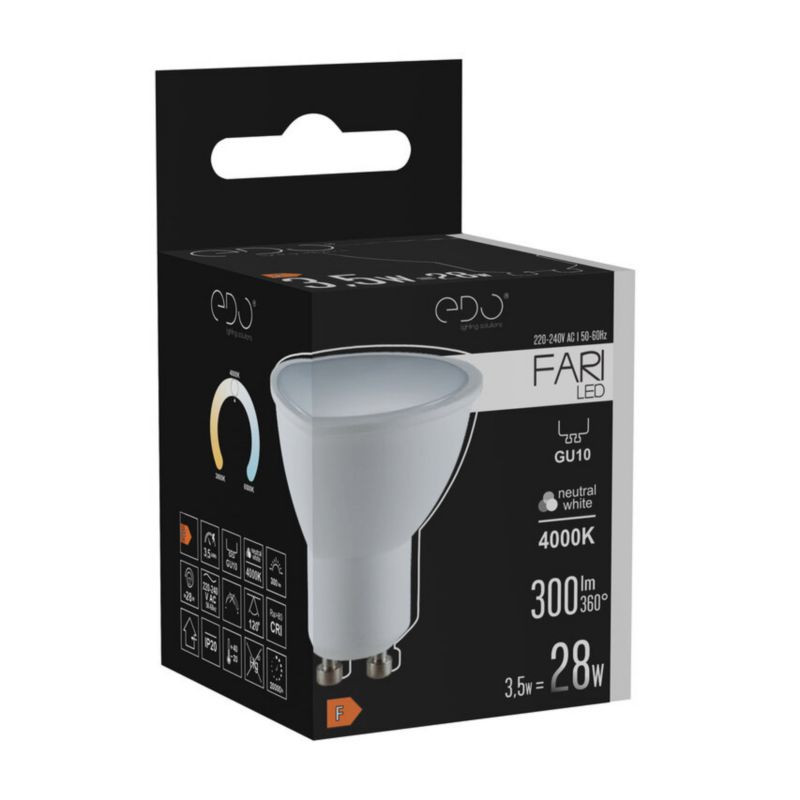 Żarówka Edo Fari LED GU10 3,5W 4000K neutralna NW 300lm 120st EDO777458  1 szt.