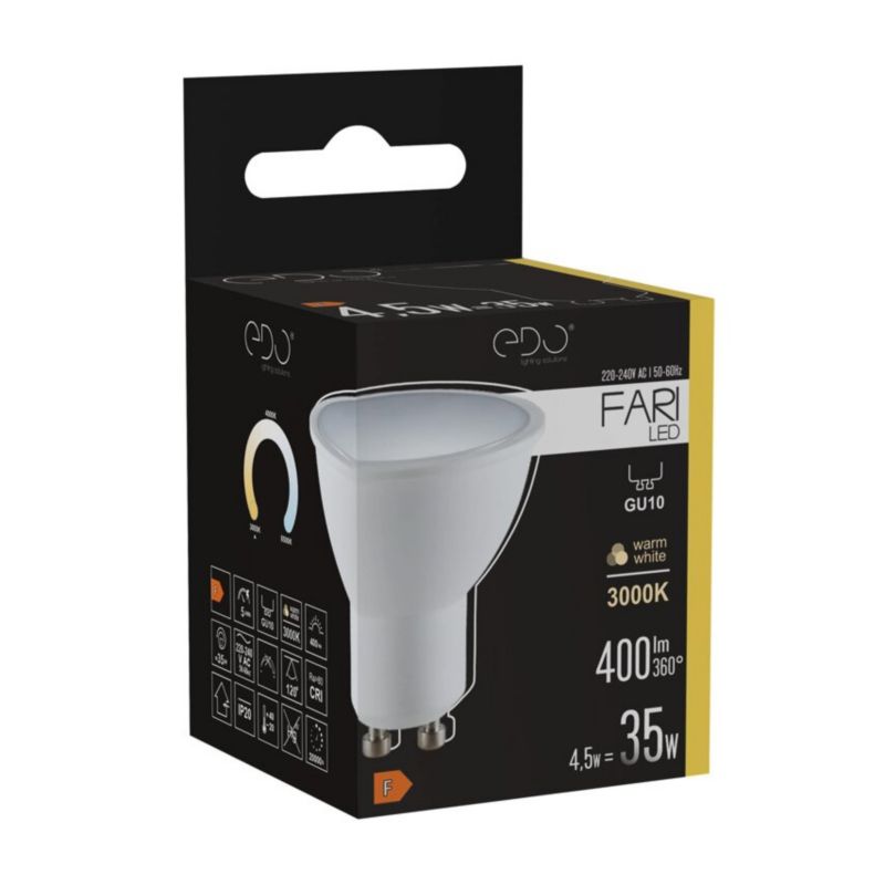 Żarówka Edo Fari LED GU10 4,5W 3000K ciepła WW 400lm 120st EDO777463  1 szt.