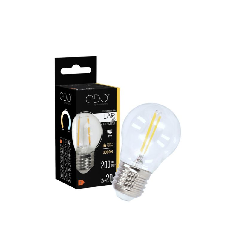 Żarówka Edo lari LED Filament G45 E27 2W 3000K ciepły WW, 200lm 1 szt.