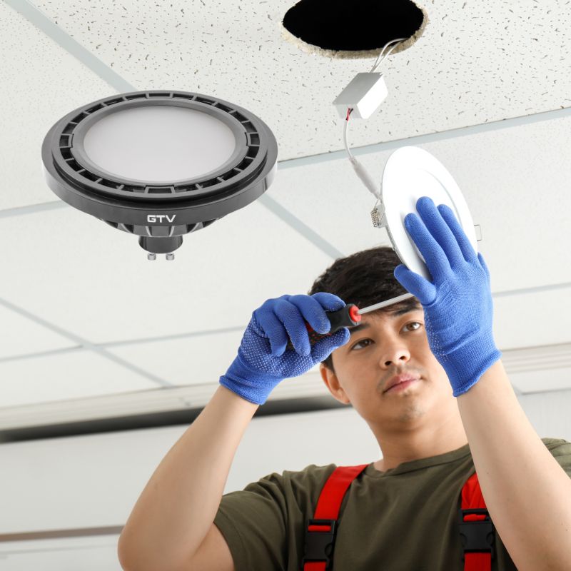 Żarówka LED GU10 GTV ES111 12,5W 4000K 1250 lm Czarna 1 szt