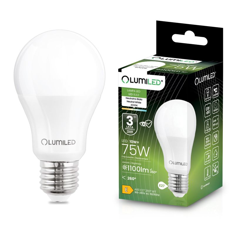 Żarówka LED Lumiled E27 A60 10W 1100lm 4000K 260st 1 szt.