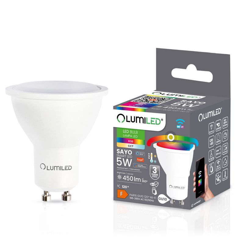 Żarówka LED Lumiled GU10 5W 450lm RGB CCT Ściemnialna Inteligentna Tuya WiFi Smart 1 szt.