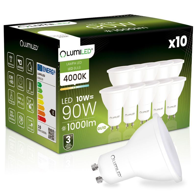 Żarówka LED Lumiled GU10 Reflektor PAR16 10W 1000lm 4000K 120st 10 szt.
