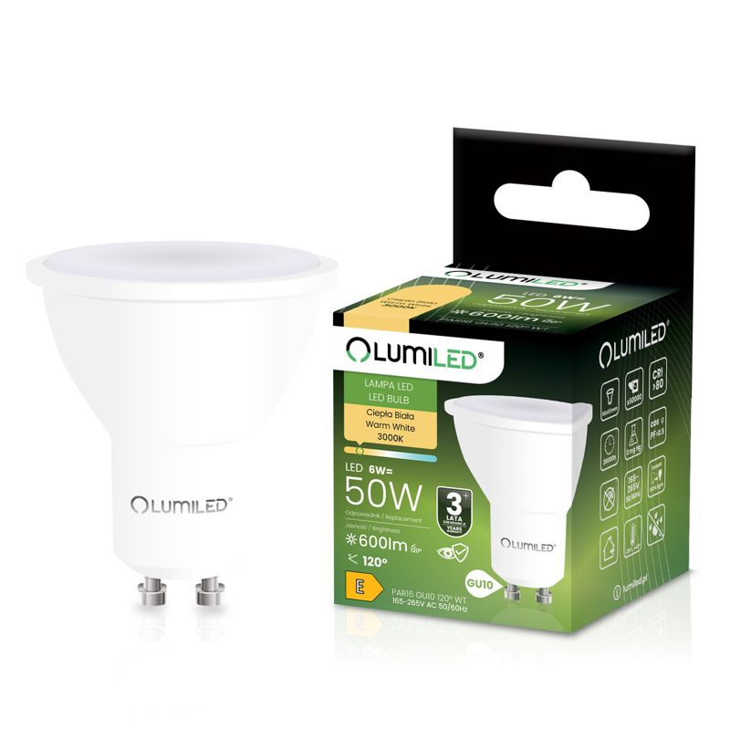 Żarówka LED Lumiled GU10 Reflektor PAR16 6W 600lm 3000K 120st 1 szt.