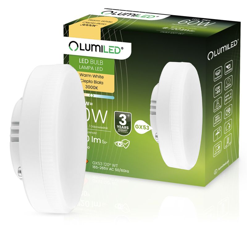 Żarówka LED Lumiled GX53 Reflektor 8W 720lm 3000K 120st 1 szt.
