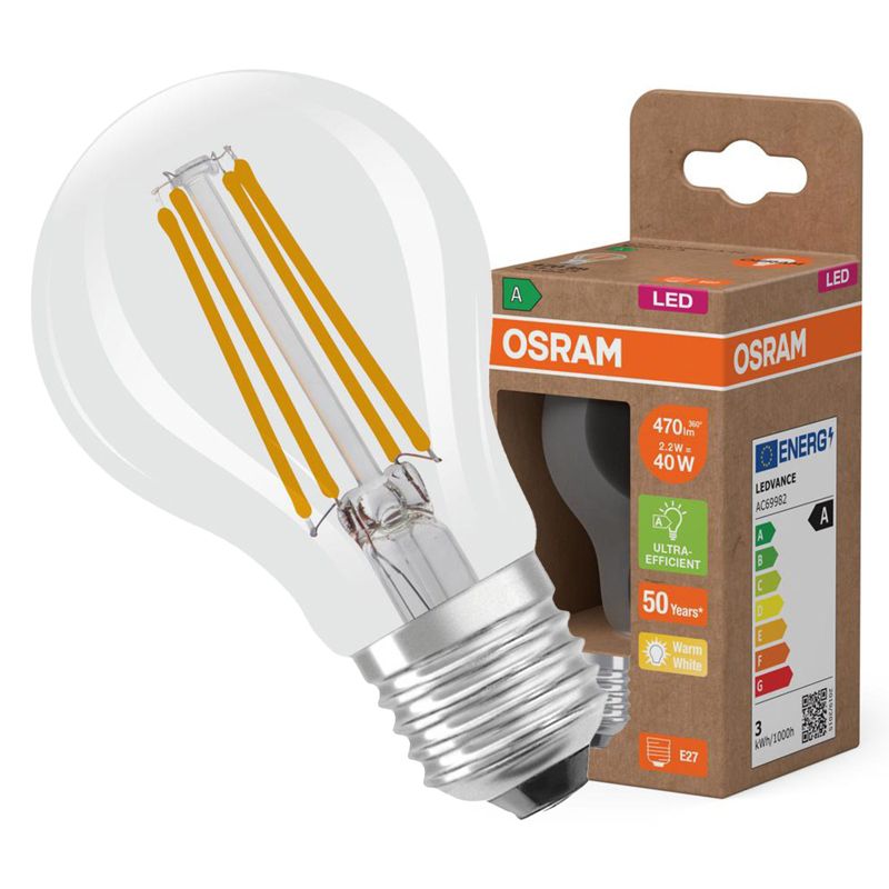 Żarówka LED Osram A60 E27 2.2W 470lm 2700K 300st Filament Classic 1 szt.