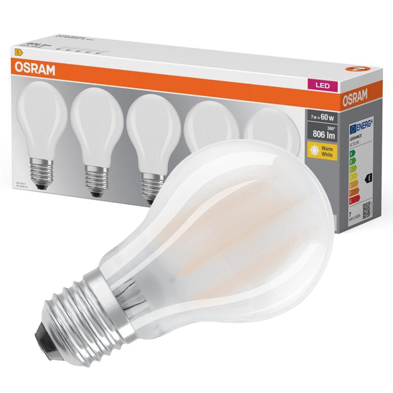 Żarówka LED Osram A60 E27 6.5W 806lm 2700K 300st 5 szt.
