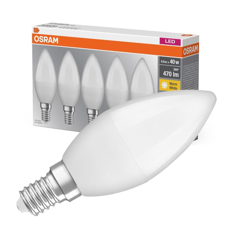 Żarówka LED Osram B37 Świeczka E14 4.9W 470lm 2700K 180st 5 szt.