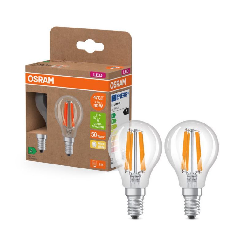 Żarówka LED Osram P45 Kulka E14 2.2W 470lm 2700K 320st 2 szt.