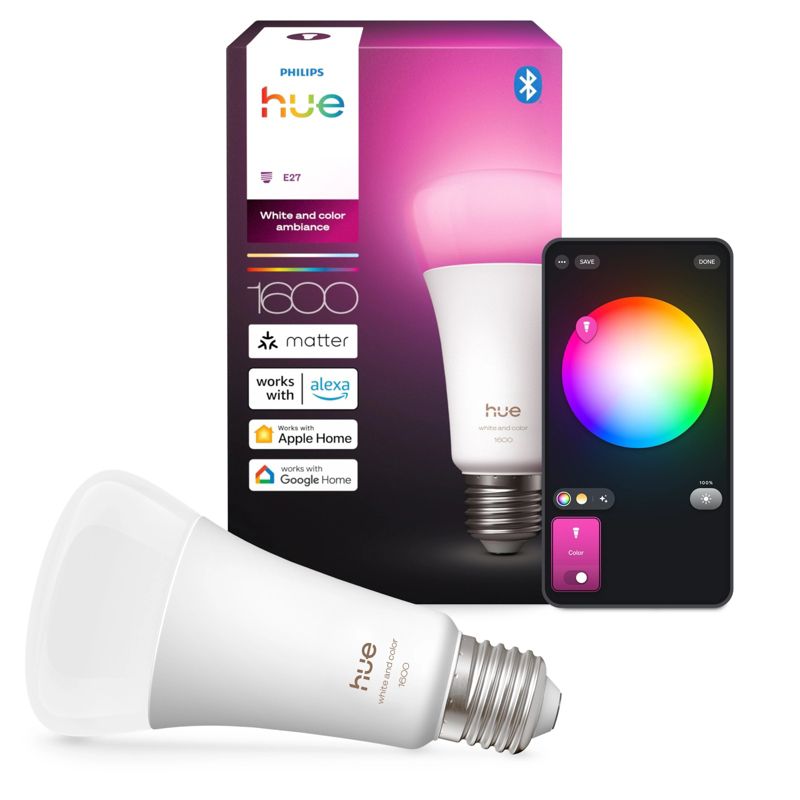 Żarówka LED Philips HUE E27 A60 11.8W 1600lm 1800-20000K CCT RGB Inteligentna Bluetooth White and Color Ambiance 1 szt.