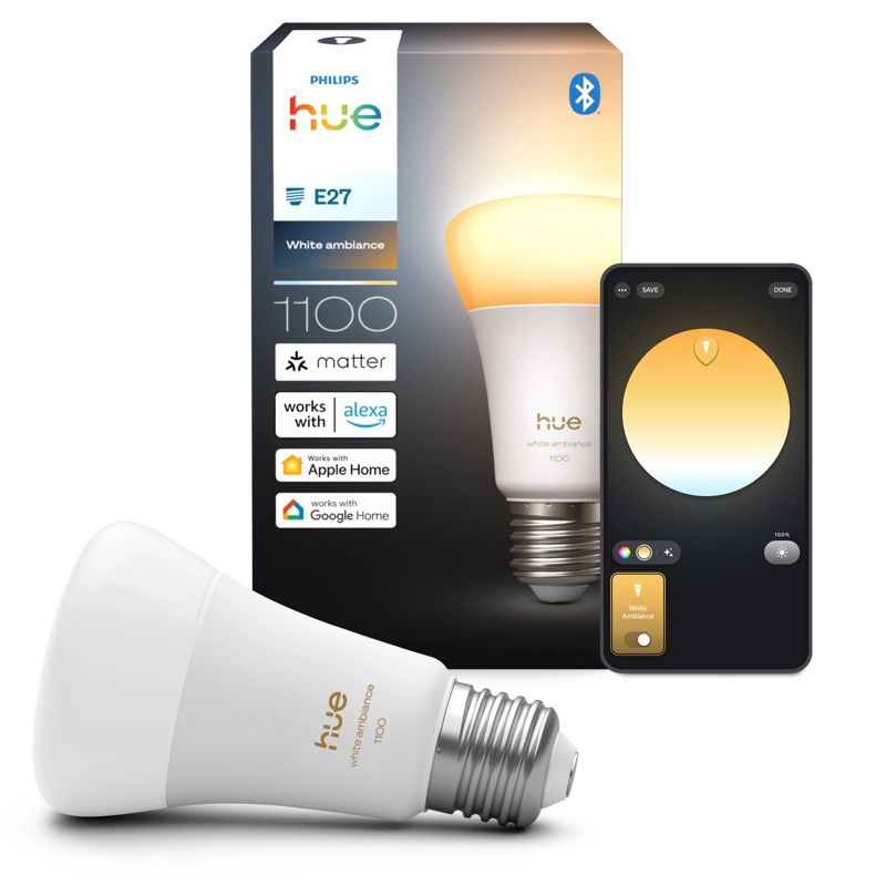 Żarówka LED Philips HUE E27 A60 8.1W 1100lm 1800-20000K CCT Inteligentna Bluetooth White Ambiance 1 szt.
