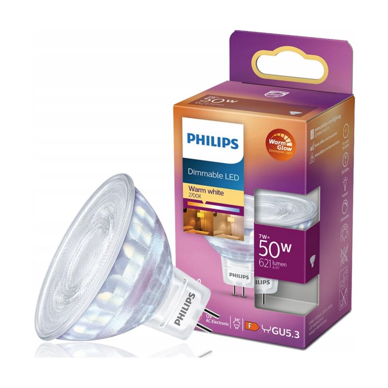 Żarówka Philips LED GU5.3 7W 2200-2700K ciepła 621lm WarmGlow 1 szt.