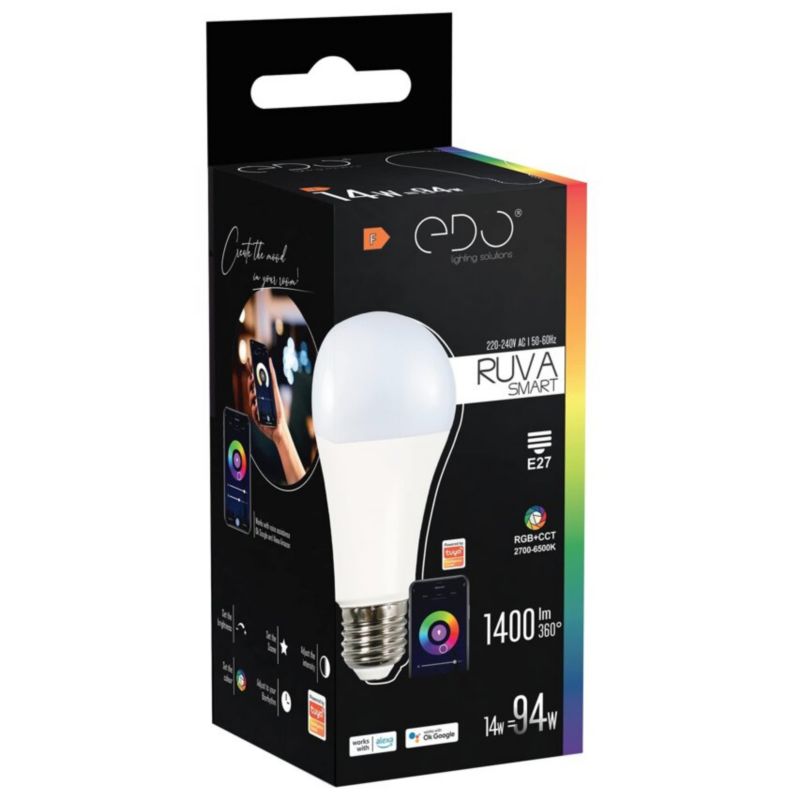 Żarówka Ruva Smart LED Edo E27 14W RGB+CCT 2700-6500K 1400lm WiFi Tuya ...