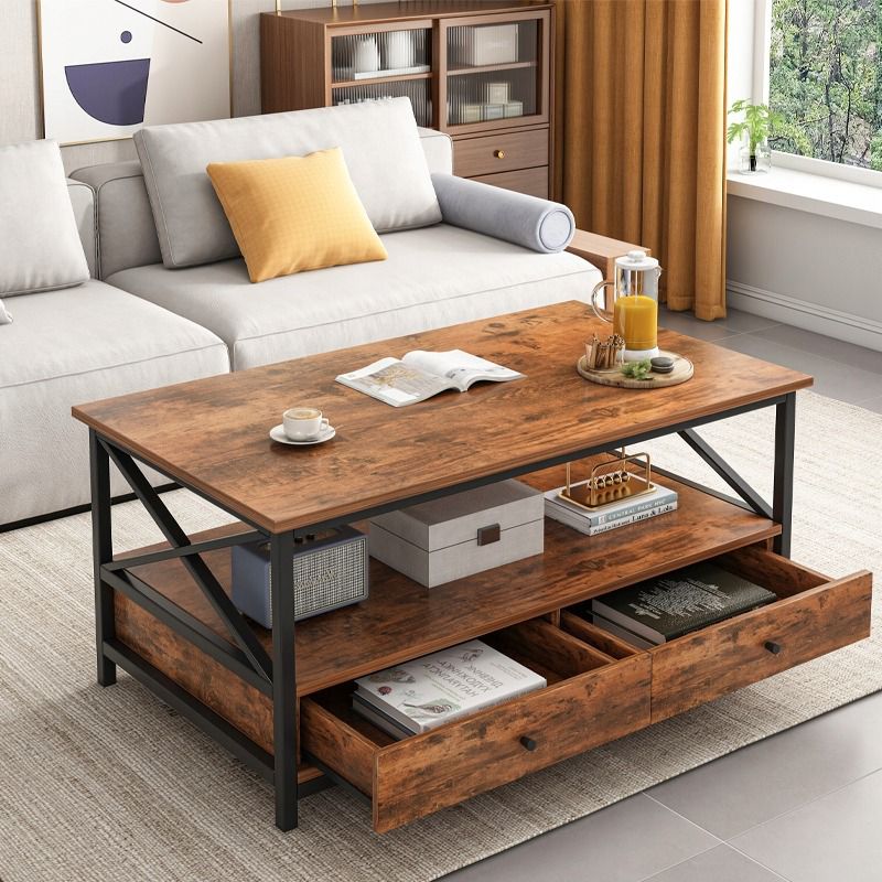 Ława industrialna Rebiko stolik drewniany kawowy loft do salonu 100 cm 1 szt.