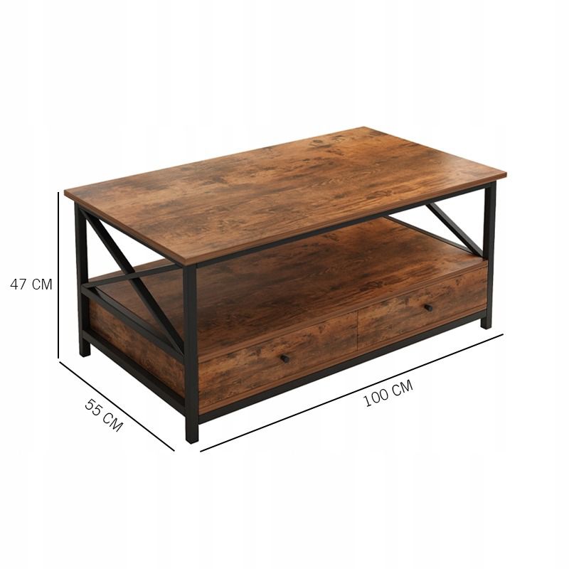 Ława industrialna Rebiko stolik drewniany kawowy loft do salonu 100 cm 1 szt.