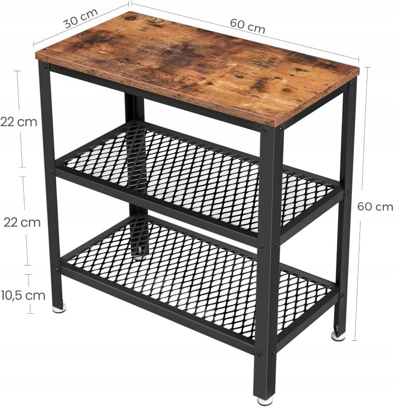 Ława Matkam stolik boczny 60x30 cm VAS brąz rustykalny-czarny 1 szt.