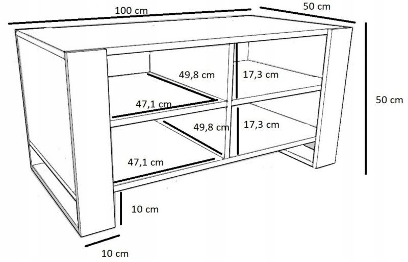 Ława Matkam stolik FIGA 100 cm Per sonoma-czarny 1 szt.