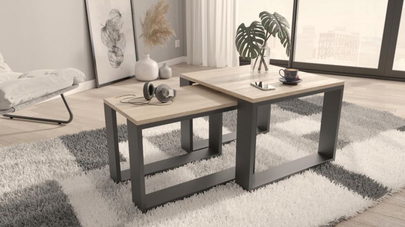 Ława Matkam stolik LOFT-PER sonoma-czarny 2 szt.