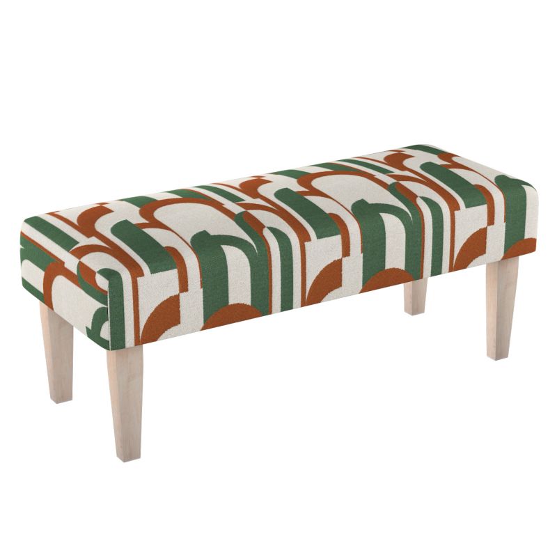 Ławka Dekoria 100 x 40 x 40 cm zielono-czerwony wzory na kremowym tle 1 szt.