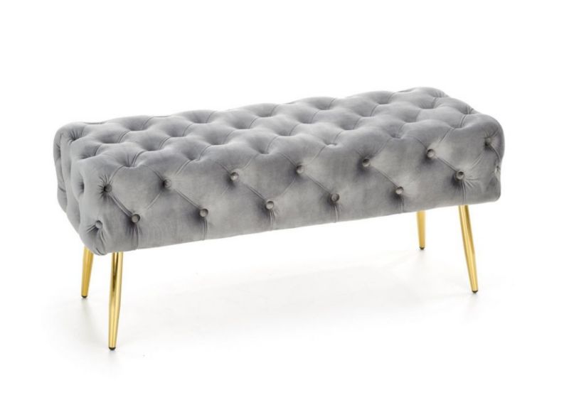 Ławka Halmar ATHENA VELVET szara/złota 1 szt