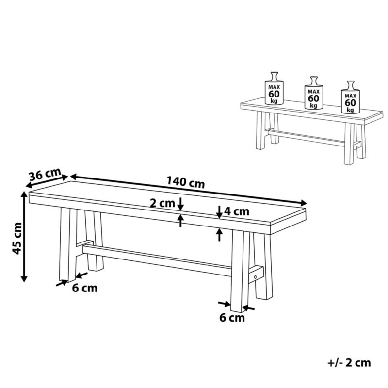 Ławka ogrodowa Scania 140 cm Drewno akacjowe Biały 1 szt.