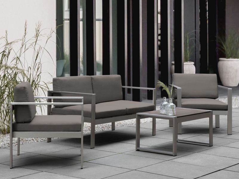 Ławka ogrodowa z poduchą Salerno 142 cm Metal Ciemnoszary 1 szt.