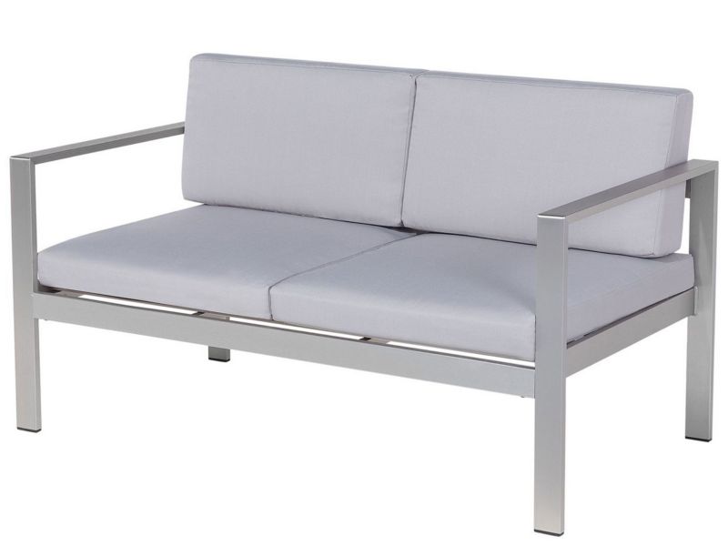 Ławka ogrodowa z poduchą Salerno 142 cm Metal Jasnoszary 1 szt.