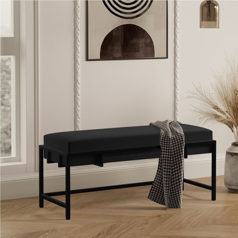 Ławka tapicerowana Bettso Lamo 100 cm nowoczesna w tkaninie royal velvet na czarnym stelażu czarny 1szt.