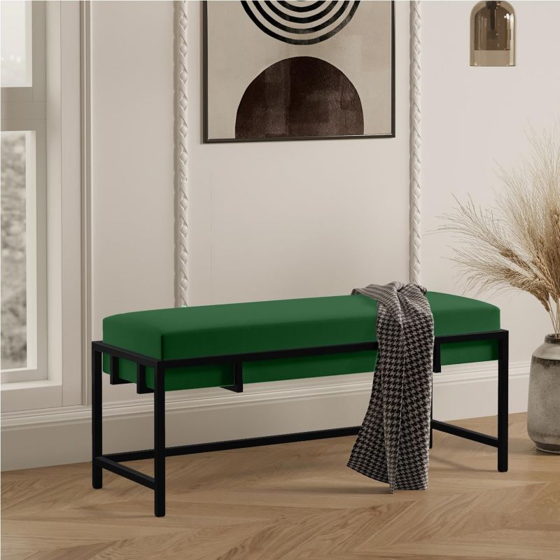 Ławka tapicerowana Bettso Lamo 80 cm nowoczesna w tkaninie royal velvet na czarnym stelażu zielony 1szt.