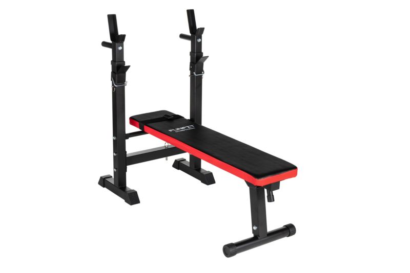 Ławka treningowa prosta FUNFIT GYM&FITNESS do ćwiczeń ze stojakami skośna pod sztangę  regulowana składana dipy 120 kg 1 szt.
