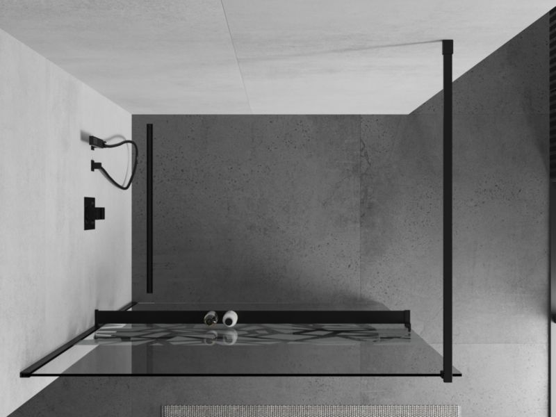 Ścianka prysznicowa Mexen Kioto+ biały wzór/czarny 100x200 cm 1 szt.
