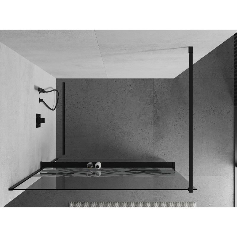 Ścianka prysznicowa Mexen Kioto+ biały wzór, czarny 110x200cm 1 szt.