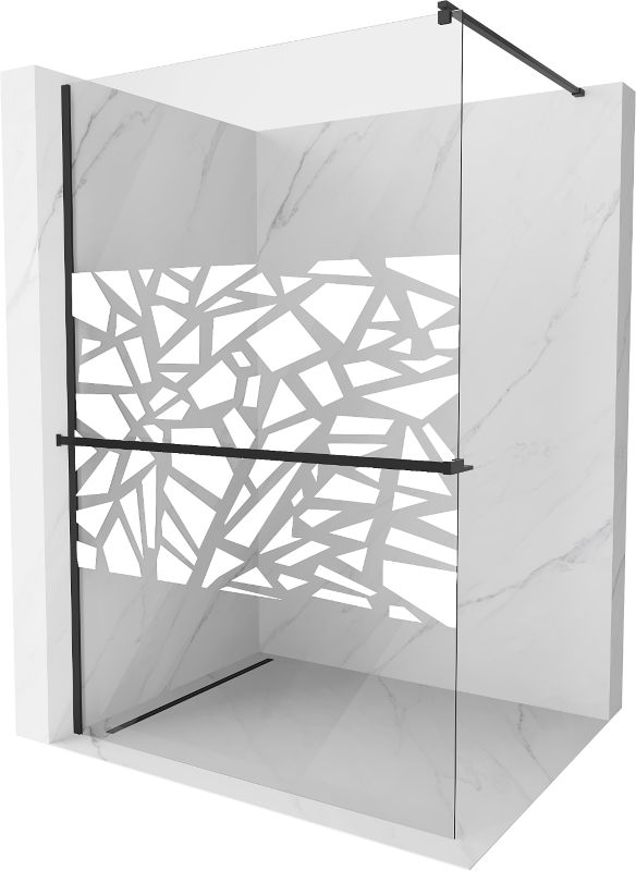 Ścianka prysznicowa Mexen Kioto+ biały wzór/czarny 80x200 cm 800-080-121-70-85 1 szt.