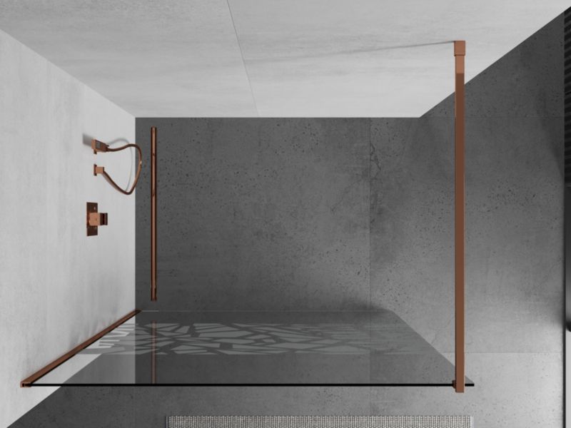 Ścianka prysznicowa Mexen Kioto biały wzór różowe złoto 100 x 200 cm 1 szt.