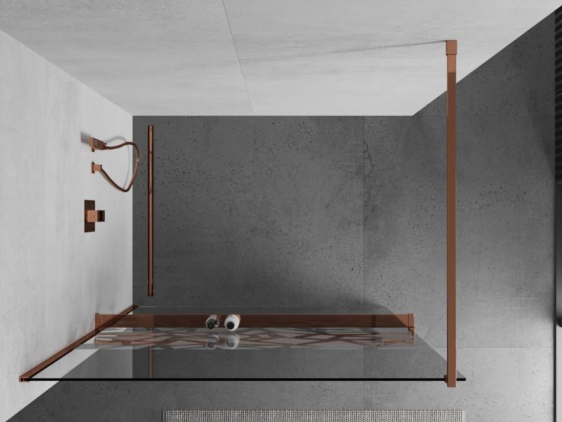 Ścianka prysznicowa Mexen Kioto+ biały wzór różowe złoto 90x200 cm 1 szt.