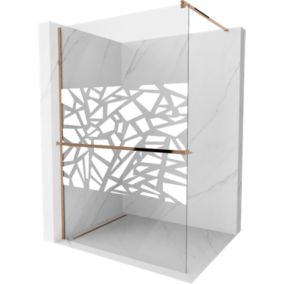 Ścianka prysznicowa Mexen Kioto+ biały wzór różowe złoto 90x200 cm 800-090-121-60-85 1 szt.
