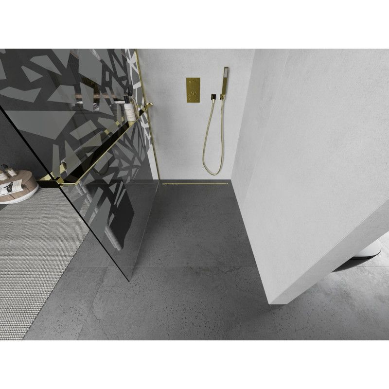 Ścianka prysznicowa Mexen Kioto+ biały wzór złota 100x200 cm 800-100-121-50-85 1 szt.